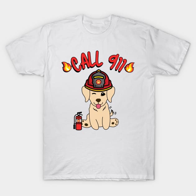 Firefighter Golden Retriever T-Shirt by Pet Station